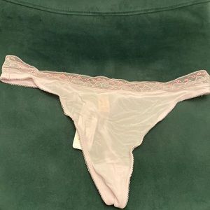 Eres light pink mat jersey thong with lace trim - new with tags